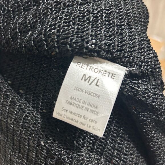 Retrofete LIBRA black crochet fringe sequin maxi dress - size M/L - Picture 11 of 11